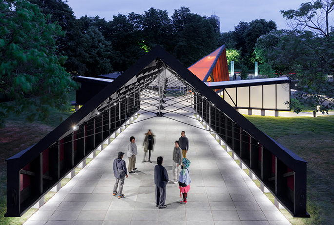 Serpentine Pavilion 2024, Archipelagic Void, designed by Minsuk Cho, Mass Studies. © Mass Studies. Photo: Iwan Baan. Courtesy: Serpentine.