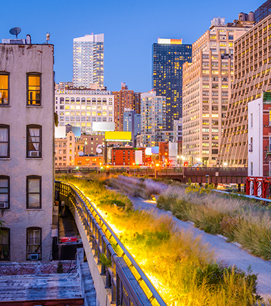 The High Line is an elevated freight rail line transformed into a public park on Manhattan's West Side
