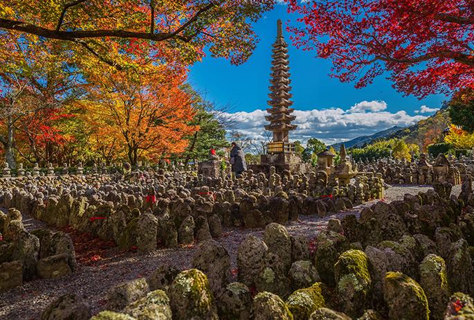 Adashino Nenbutsuji Temple. Photo via Depositphotos Adashino Nenbutsuji Temple kyoto japan