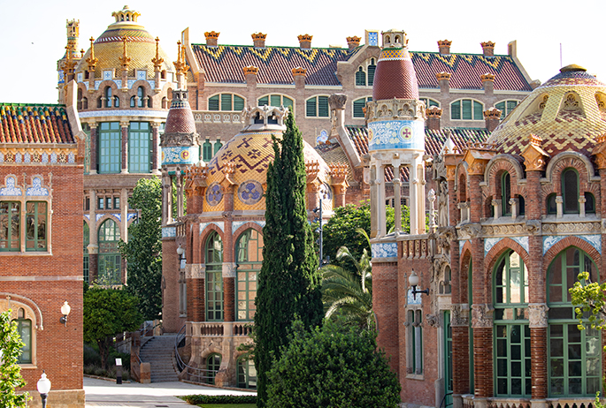 Photo: Robert Ramos. Courtesy of Recinte Modernista de Sant Pau Recinte Modernista de Sant Pau. The former Hospital de la Santa Creu i Sant Pau in the neighborhood of El Guinardó, Barcelona, Catalonia, Spain