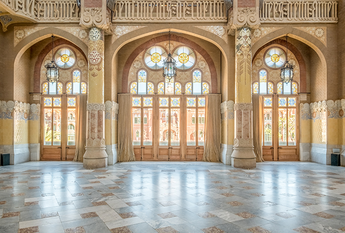 Photo: Robert Ramos. Courtesy of Recinte Modernista de Sant Pau Recinte Modernista de Sant Pau. The former Hospital de la Santa Creu i Sant Pau in the neighborhood of El Guinardó, Barcelona, Catalonia, Spain